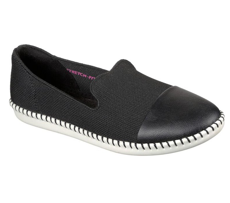 Skechers Dam Svarta Platta Skor - Cleo Stitch - Sverige (DPQTS-6950)